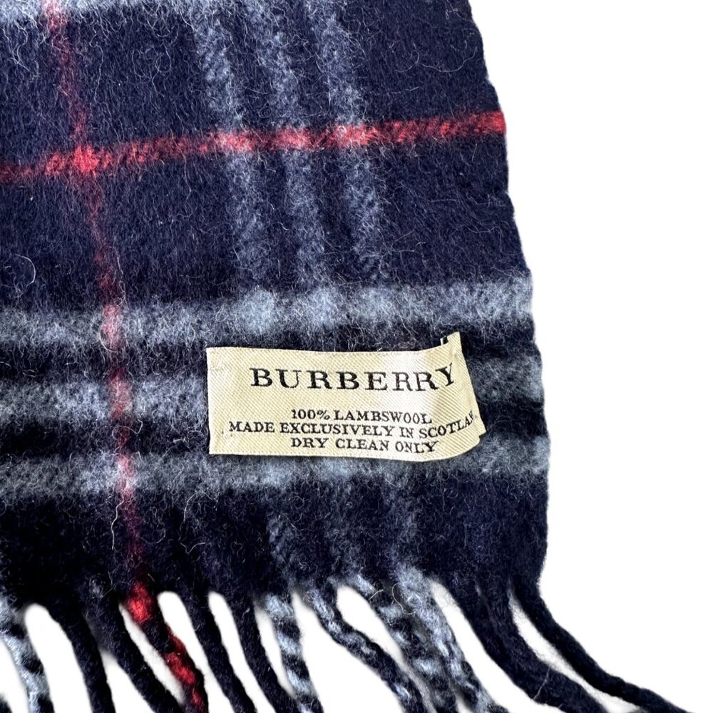 Burberry Classic Check Scarf Black 100% Lambswool Unisex Scarf Made In England - Picture 3 of 7
